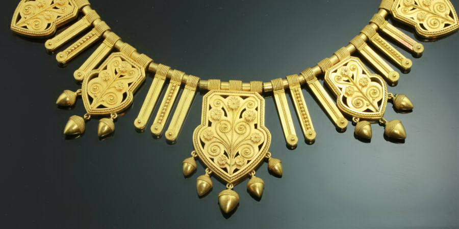 Antique gold filigree choker necklace made in France (image 7 of 11)